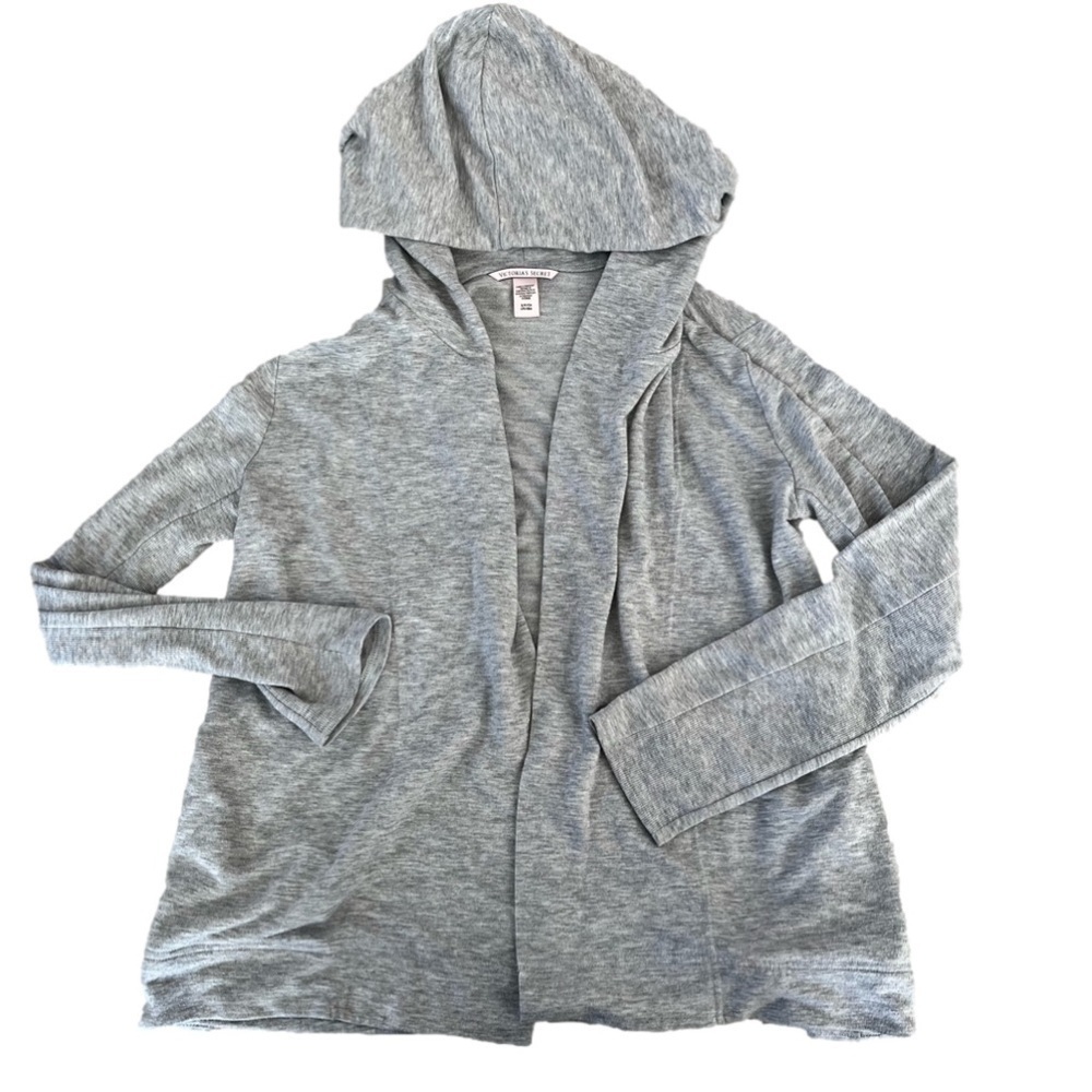 Victoria’s Secret Light Grey Long Sleeve Hooded Lounge Cardigan Size Small